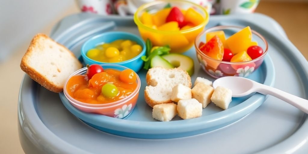 Comida colorida para a alimentação do bebê.