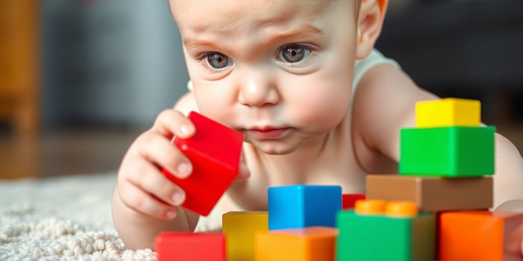 Bebê brincando com blocos coloridos